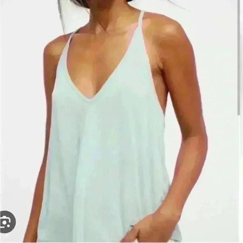 NWOT- Free People Intimately Flowy Slinky Slinky Tank in Minty Blue Size Small